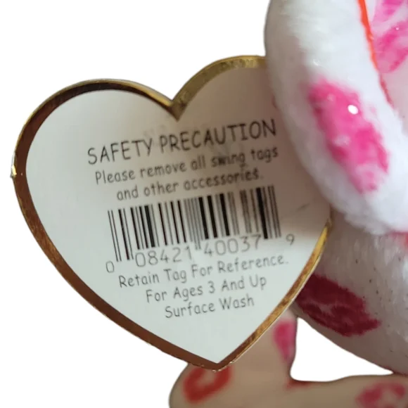 Vtg 2003 Ty Lipstick Bear Kissy Beanie Baby - Picture 8 of 12